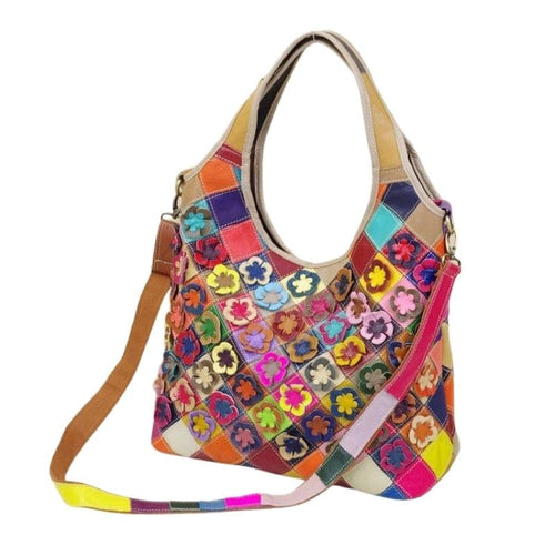 LEA Design Women's Fashion Genuine Leather Multi-Color Patchwork Design Handbag - Divine Inspiration Styles