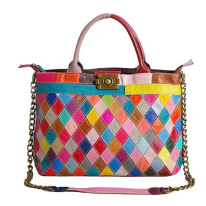 LEA Design Women's Fashion Genuine Leather Patchwork Design Shoulder Handbag - Divine Inspiration Styles