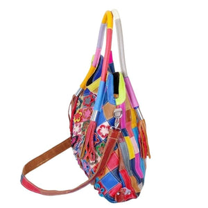 LEA Design Women's Fashion Genuine Leather Patchwork Design Shoulder Handbag - Divine Inspiration Styles