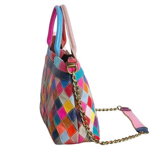 LEA Design Women's Fashion Genuine Leather Patchwork Design Shoulder Handbag - Divine Inspiration Styles