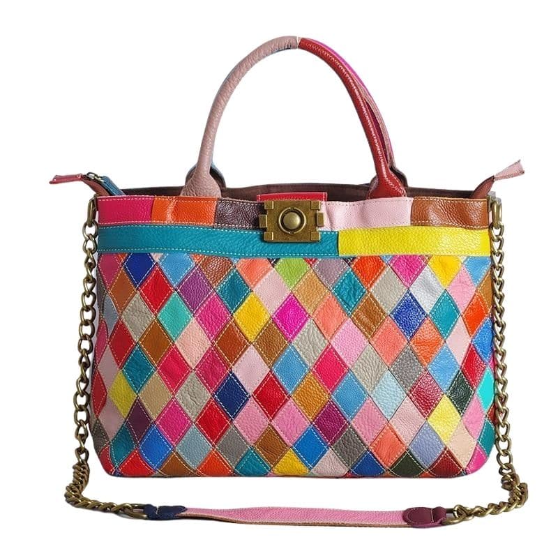 LEA Design Women's Fashion Genuine Leather Patchwork Design Shoulder Handbag - Divine Inspiration Styles