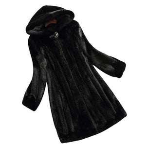 LAUTARO Women's Fine Fashion Long Hooded Faux Fur Coat Jacket - Divine Inspiration Styles