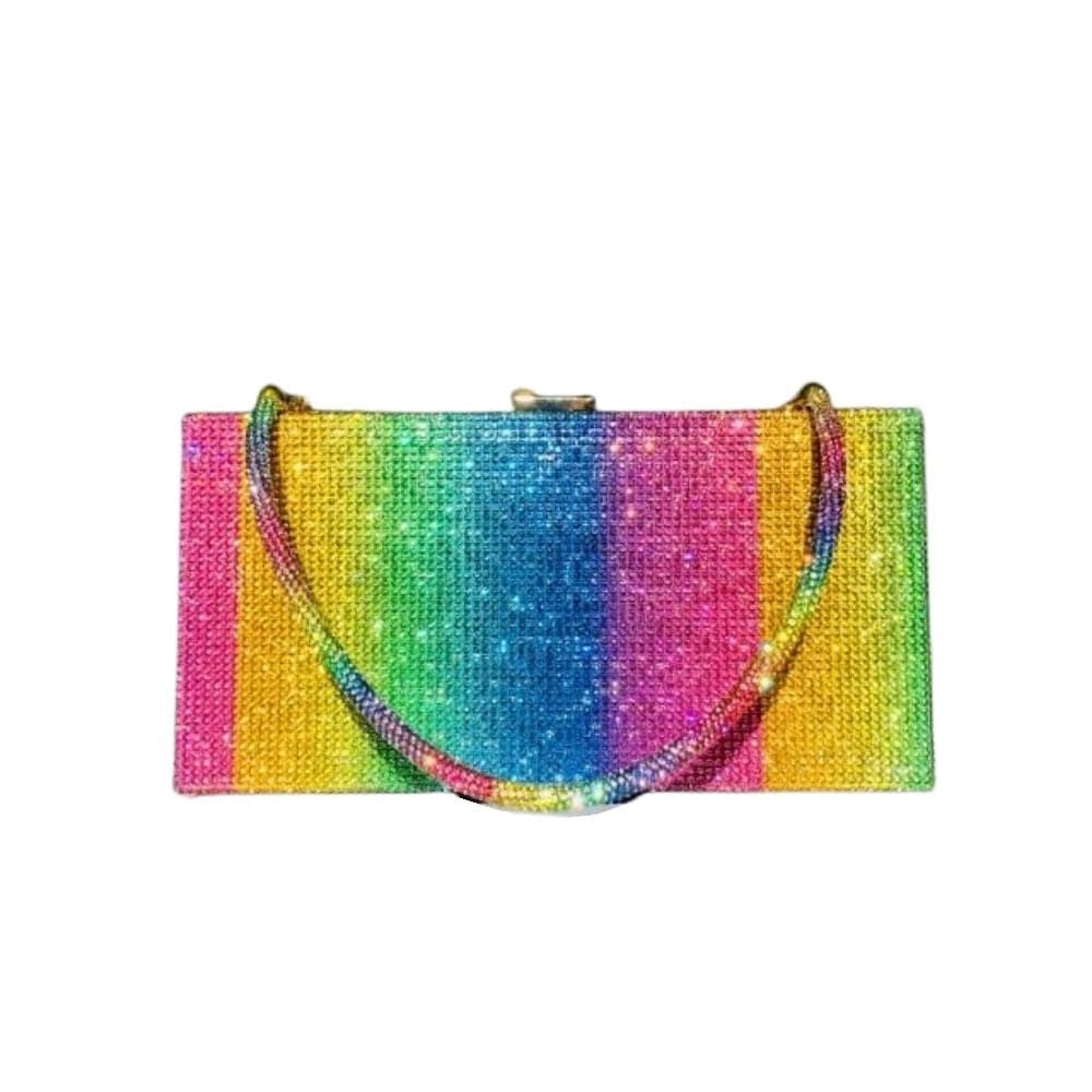 Luxy Women's Fashion Rainbow Diamond Clutch Bag