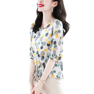 MARLEY Design Women's Fashion Stylish Polka Dots Chiffon Blouse Top - Divine Inspiration Styles