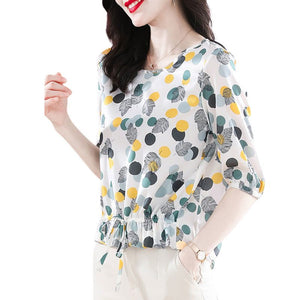 MARLEY Design Women's Fashion Stylish Polka Dots Chiffon Blouse Top - Divine Inspiration Styles
