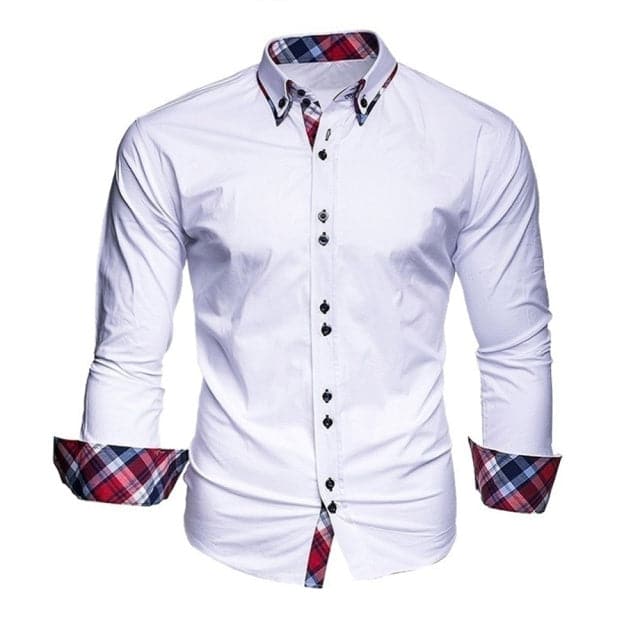 T-BIRD Men's Business Casual Fashion 3/4 Long Sleeves Solid & Plaid Social Dress Shirt - Divine Inspiration Styles