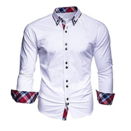 T-BIRD Men's Business Casual Fashion 3/4 Long Sleeves Solid & Plaid Social Dress Shirt - Divine Inspiration Styles