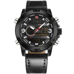 NAVIFORCE Men's Luxury Brand Analog & Digital Leather Sports Watch - Divine Inspiration Styles