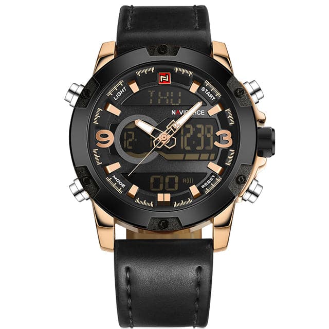 NAVIFORCE Men s Luxury Brand Analog Digital Leather Sports Watch Divine Inspiration Styles