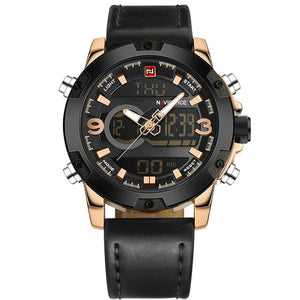 NAVIFORCE Men's Luxury Brand Analog & Digital Leather Sports Watch - Divine Inspiration Styles