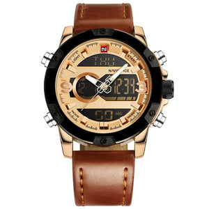 NAVIFORCE Men's Luxury Brand Analog & Digital Leather Sports Watch - Divine Inspiration Styles