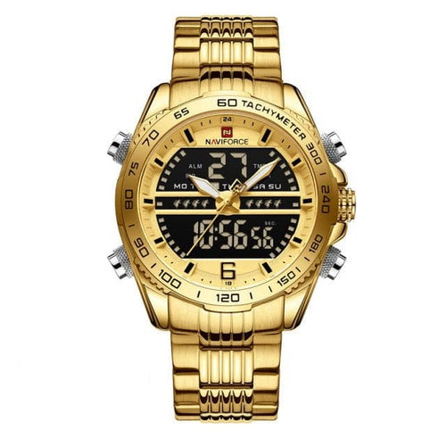 NAVIFORCE Men's Luxury Fine Fashion Premium Top Quality Analog & Digital Dial Stainless Steel Watch - Divine Inspiration Styles