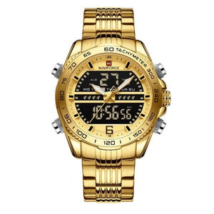 NAVIFORCE Men's Luxury Fine Fashion Premium Top Quality Analog & Digital Dial Stainless Steel Watch - Divine Inspiration Styles