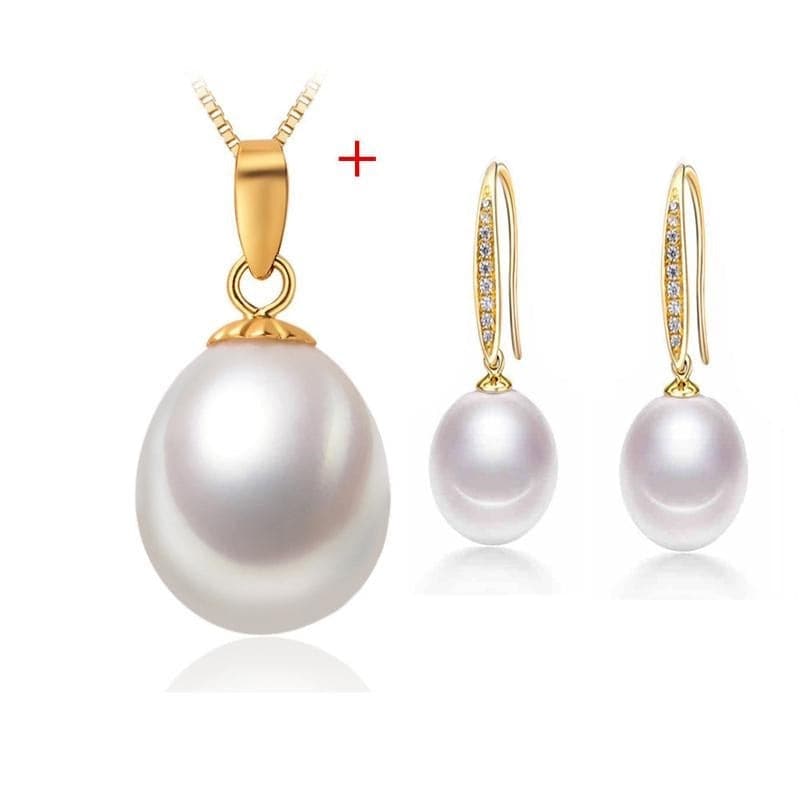 NPH Women's Genuine Natural Freshwater 2PCS Fine Pearl Jewelry Set - Divine Inspiration Styles