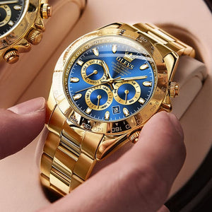 OLEVS Men's Luxury Fine Fashion Premium Top Quality Triple Dial Multifunction Stainless Steel Watch - Divine Inspiration Styles