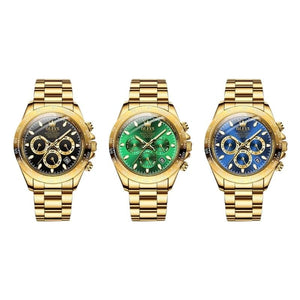 OLEVS Men's Luxury Fine Fashion Premium Top Quality Triple Dial Multifunction Stainless Steel Watch - Divine Inspiration Styles