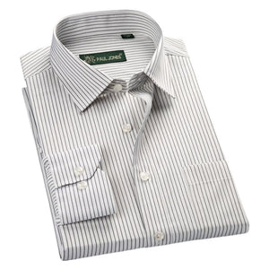 PAUL JONES Men's Classic Stripes Long Sleeves Business Dress Shirt - Divine Inspiration Styles