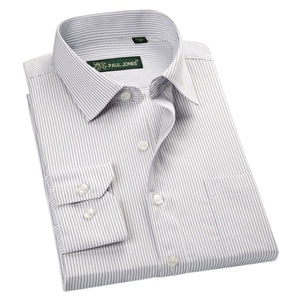 PAUL JONES Men's Classic Stripes Long Sleeves Business Dress Shirt - Divine Inspiration Styles