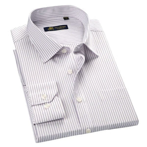 PAUL JONES Men's Classic Stripes Long Sleeves Business Dress Shirt - Divine Inspiration Styles