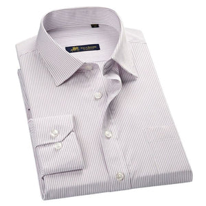 PAUL JONES Men's Classic Stripes Long Sleeves Business Dress Shirt - Divine Inspiration Styles