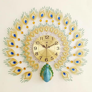 PROSPERITY Peacock Wall Clock Modern Design for Living Room Decorative Wall Clock - Divine Inspiration Styles