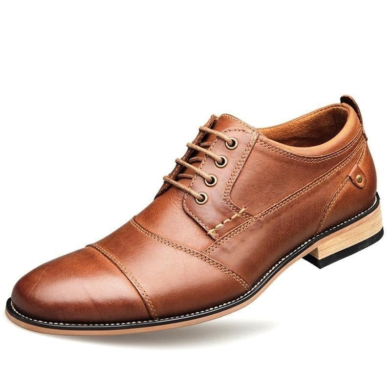 PUAMSS Men's Genuine Leather Formal Business Dress Shoes Black / 13