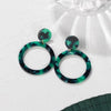 PXM Women's Fashion Stylish Statement Green Geometric Gold Tone Drop Earrings - Divine Inspiration Styles