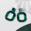 PXM Women's Fashion Stylish Statement Green Geometric Gold Tone Drop Earrings - Divine Inspiration Styles