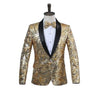 PYJTRL Men's Fashion Gold Pink Flower Sequin Fancy Palette Blazer Suit Jacket - Divine Inspiration Styles