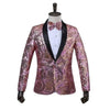 PYJTRL Men's Fashion Gold Pink Flower Sequin Fancy Palette Blazer Suit Jacket - Divine Inspiration Styles