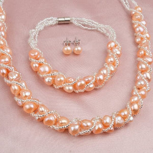 ASHLEY Women's Fine Fashion Genuine Natural Freshwater Pearl Jewelry Set - Divine Inspiration Styles