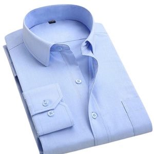QISHA Men's Business Formal or Business Casual Long Sleeves Solid Color Dress Shirt - Divine Inspiration Styles