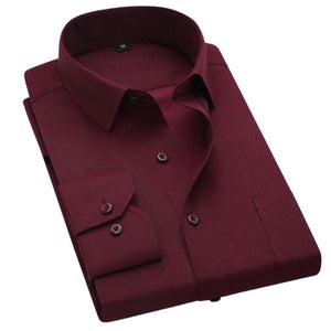 QISHA Men's Business Formal or Business Casual Long Sleeves Solid Color Dress Shirt - Divine Inspiration Styles