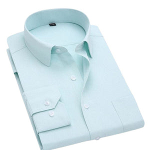 QISHA Men's Business Formal or Business Casual Long Sleeves Solid Color Dress Shirt - Divine Inspiration Styles