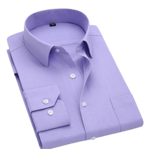 QISHA Men's Business Formal or Business Casual Long Sleeves Solid Color Dress Shirt - Divine Inspiration Styles