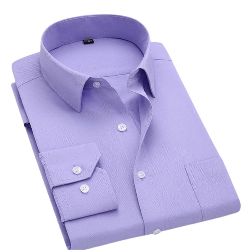 QISHA Men's Business Formal or Business Casual Long Sleeves Solid Color Dress Shirt - Divine Inspiration Styles