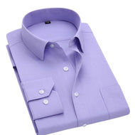 QISHA Men's Business Formal or Business Casual Long Sleeves Solid Color Dress Shirt - Divine Inspiration Styles