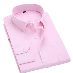 QISHA Men's Business Formal or Business Casual Long Sleeves Solid Color Dress Shirt - Divine Inspiration Styles