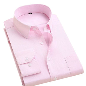 QISHA Men's Business Formal or Business Casual Long Sleeves Solid Color Dress Shirt - Divine Inspiration Styles