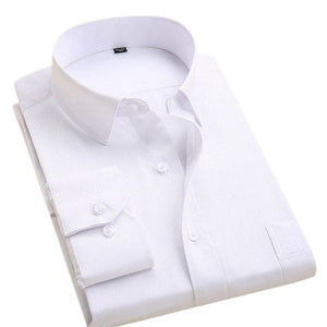 QISHA Men's Business Formal or Business Casual Long Sleeves Solid Color Dress Shirt - Divine Inspiration Styles