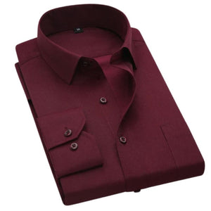 QISHA Men's Business Formal or Business Casual Long Sleeves Solid Color Dress Shirt - Divine Inspiration Styles