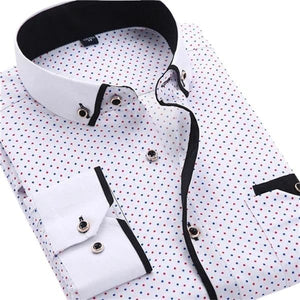 QISHA Men's Classic Trendy Fashion Casual Long Sleeves Printed Business Dress Shirt - Divine Inspiration Styles