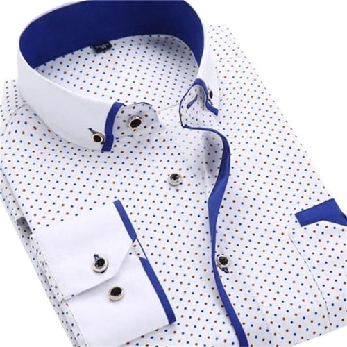 QISHA Men's Classic Trendy Fashion Casual Long Sleeves Printed Business Dress Shirt - Divine Inspiration Styles