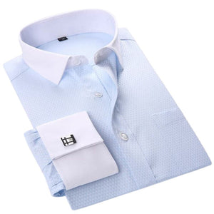 QISHA Men's Fashion Classic Long Sleeves Dress Shirt with Cufflinks Included - Divine Inspiration Styles