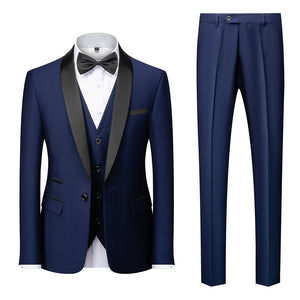 BRADLEY VIP SUITS Men's Fashion Formal 2 Piece & 3 Piece Tuxedo (Jacket + Pants + Vest) Navy Blue & Black Suit Set - Divine Inspiration Styles
