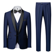 BRADLEY VIP SUITS Men's Fashion Formal 2 Piece & 3 Piece Tuxedo (Jacket + Pants + Vest) Navy Blue & Black Suit Set - Divine Inspiration Styles