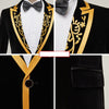 VALENTINE SUITS Men's Fashion Premium Black & Gold Embroidery Design Tuxedo Blazer Jacket