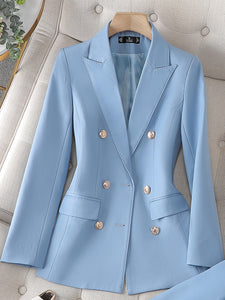 CAROLINE SUITS Women's Elegant Stylish Fashion Office Professional Solid Color Light Blue Sky Blue Blazer Jacket