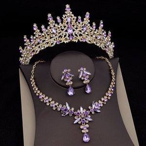 CM Women's Fashion Elegant Royal Queen Bridal Tiara Crown Earrings Necklace Jewelry Sets - Divine Inspiration Styles