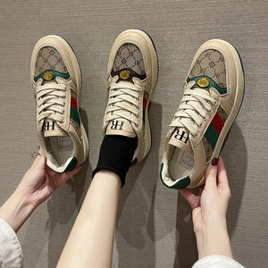 HARLEY Women's Fashion Luxury Sporty Canvas Double Stripes Sneaker Shoes - Divine Inspiration Styles